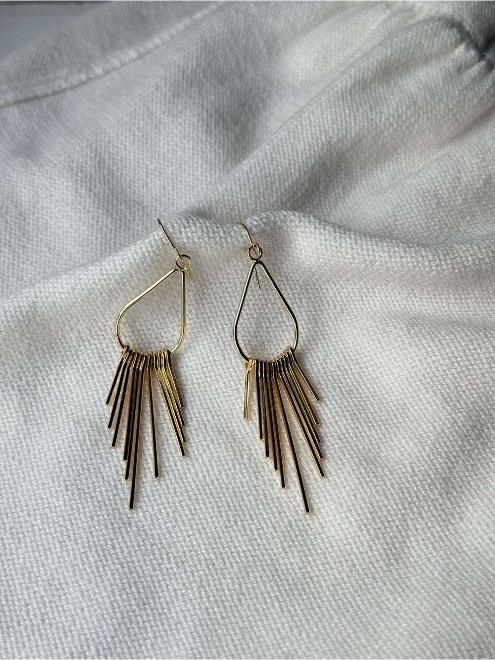 Gold-Plated Drop Fringe Earrings - Women Jewelry